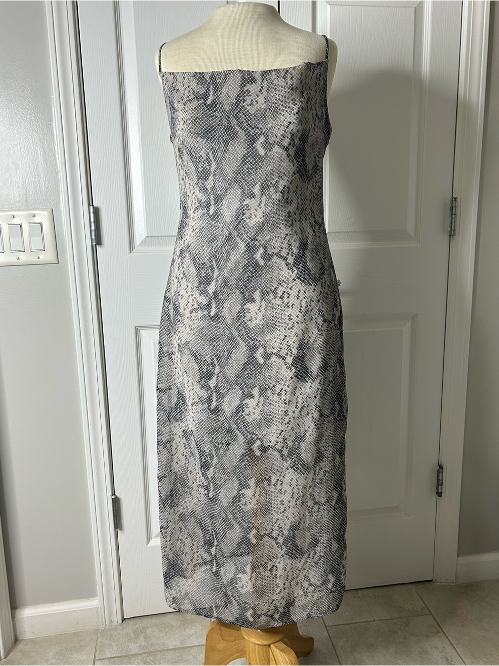 Lulus Snake Print Satin Midi Dress NWT Size‎ S Elegant Slip Dress